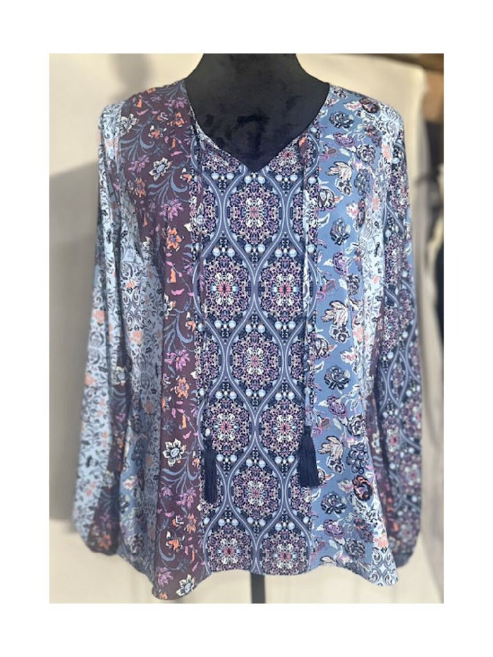d&co Peasant Blouse, Purple Blue, Small